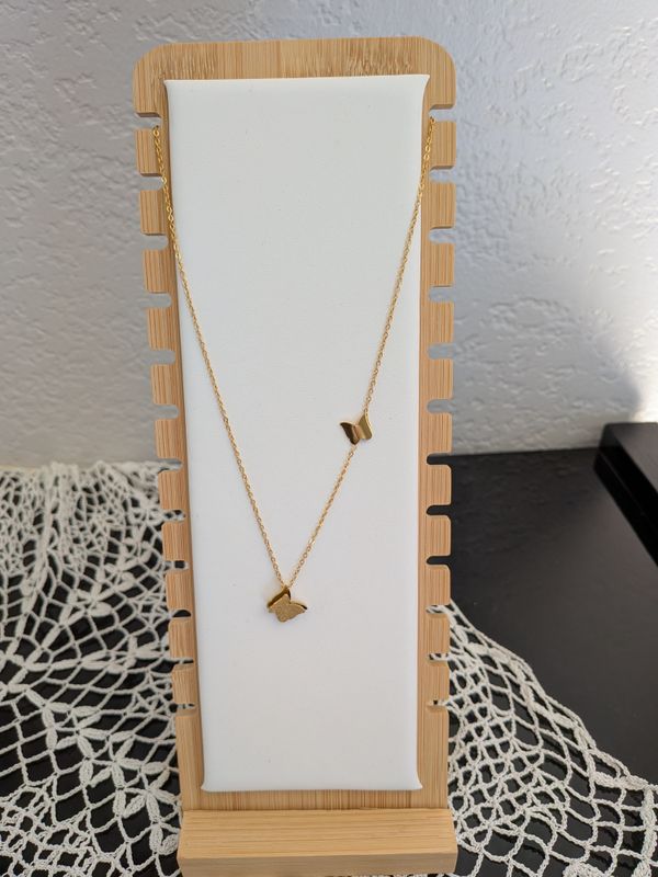 Collier Asymétrique "Duo de Papillons" Doré