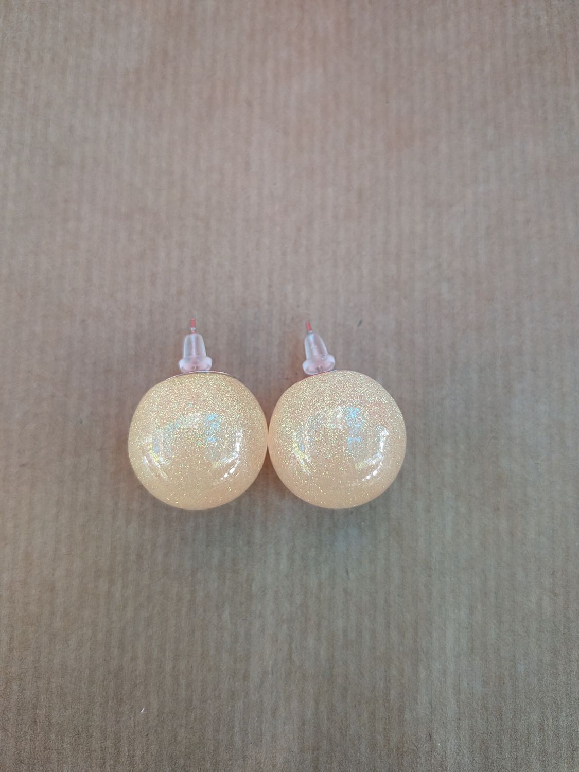 Boucle d'oreille puces "Nuage de Paillettes" – orange Irisé