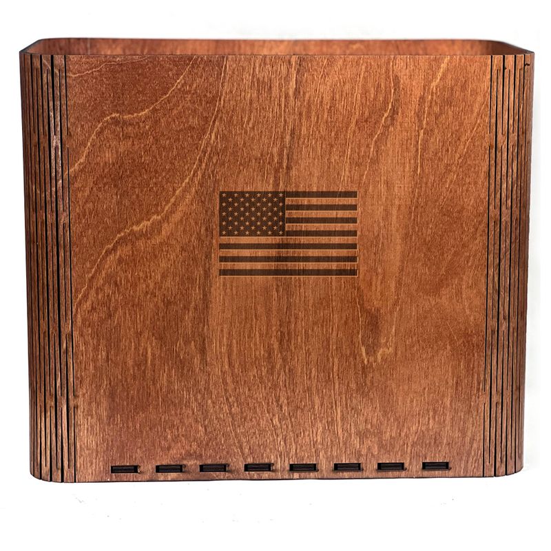 Slim Trash Can with Engraved American Flag