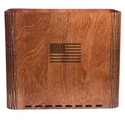Slim Trash Can with Engraved American Flag