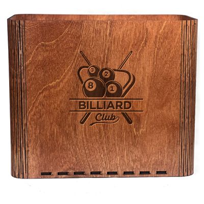 Slim Trash Can with Engraved Billiard Club