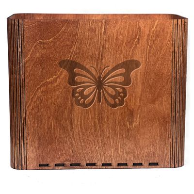 Slim Trash Can with Engraved Butterfly