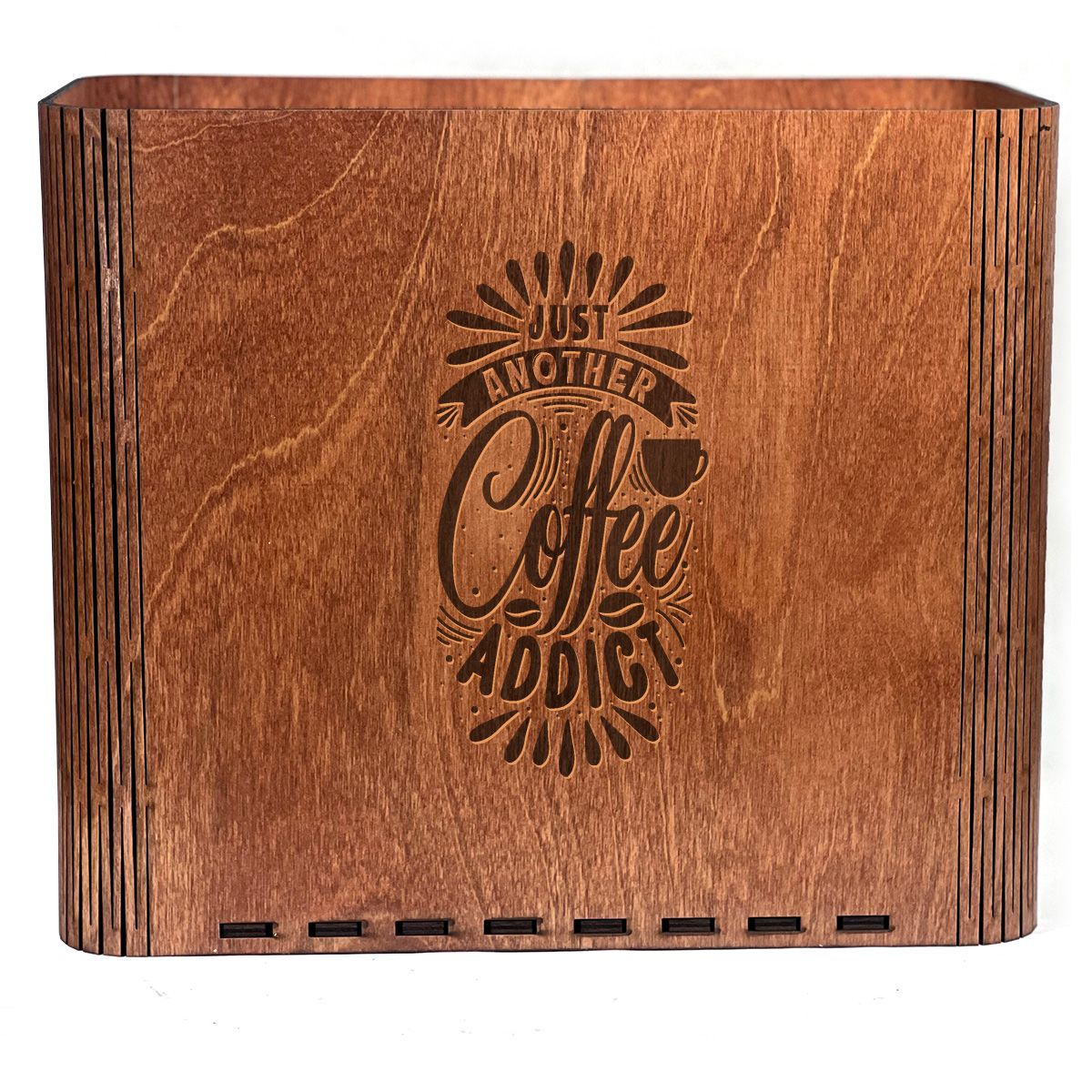 Slim Trash Can with Engraved &quot;Just Another Coffee Addict&quot;
