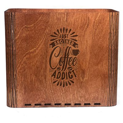 Slim Trash Can with Engraved &quot;Just Another Coffee Addict&quot;