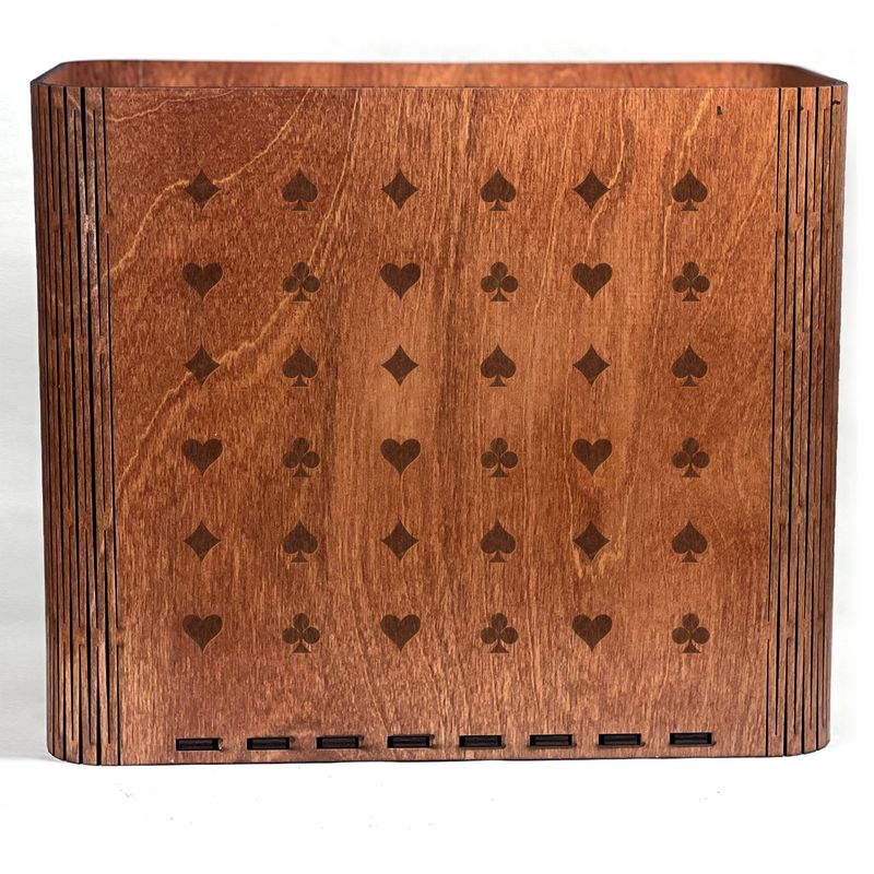 Slim Trash Can with Engraved Playing Cards
