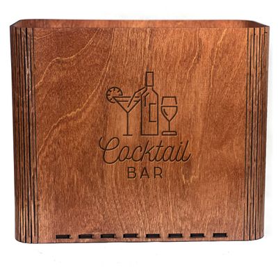Slim Trash Can with Engraved Cocktail Bar