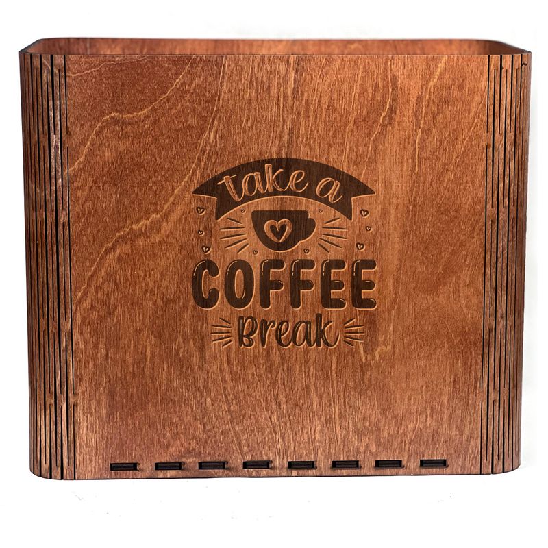 Slim Trash Can with Engraved &quot;Take a Coffee Break&quot;