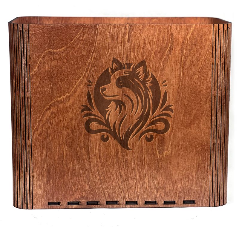 Slim Trash Can with Engraved Dog