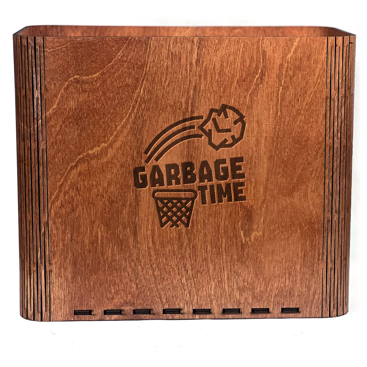Slim Trash Can with Engraved &quot;Garbage Time&quot;