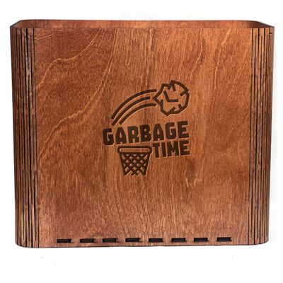 Slim Trash Can with Engraved &quot;Garbage Time&quot;
