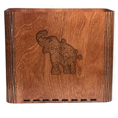 Slim Trash Can with Engraved Elephant