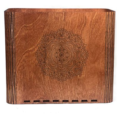 Slim Trash Can with Engraved Mandala