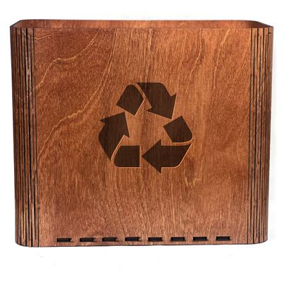 Slim Trash Can with Engraved Recycling Symbol