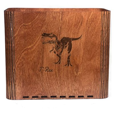 Slim Trash Can with Engraved Dinosaur