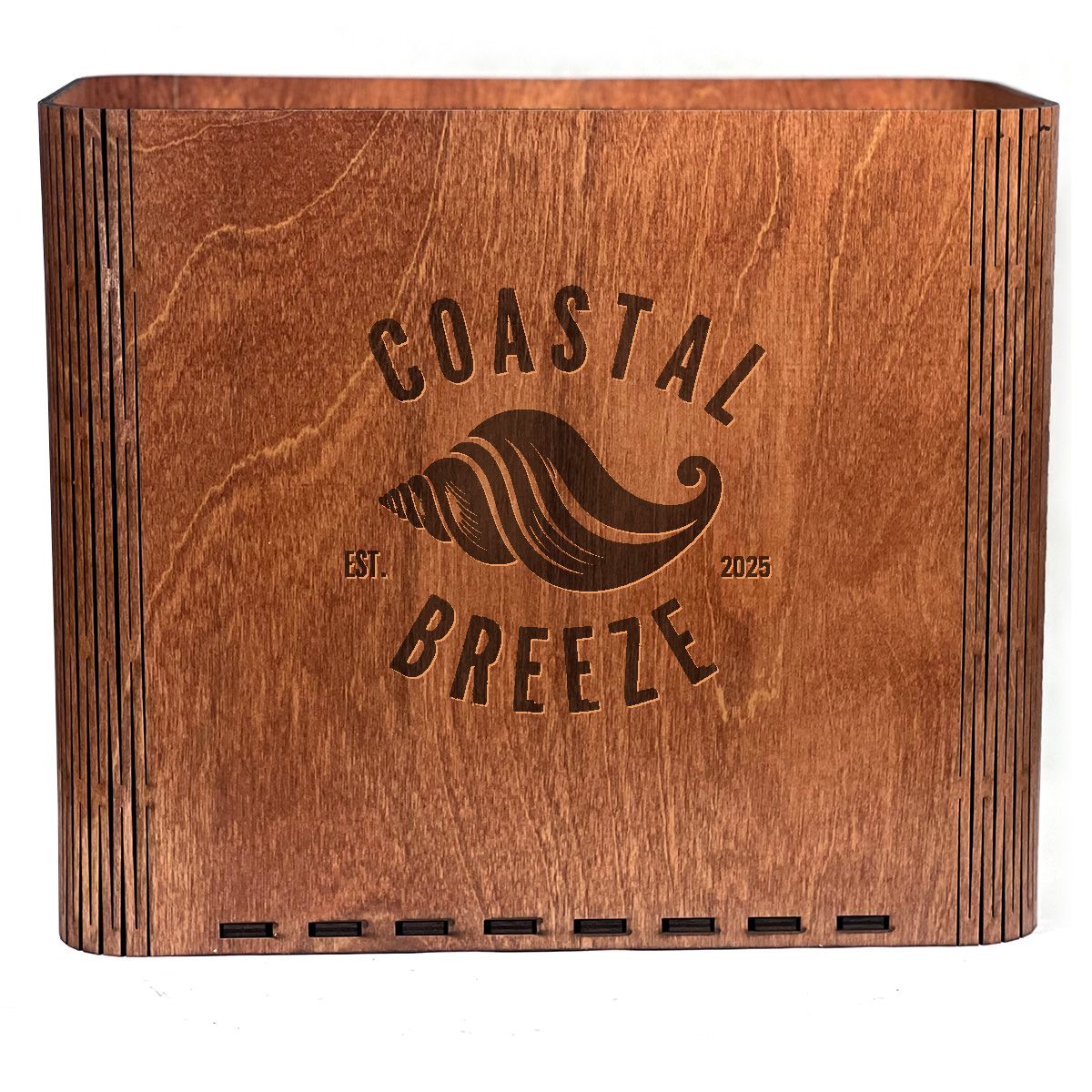 Slim Trash Can with Engraved Sea Shell, &quot;Coastal Breeze&quot;