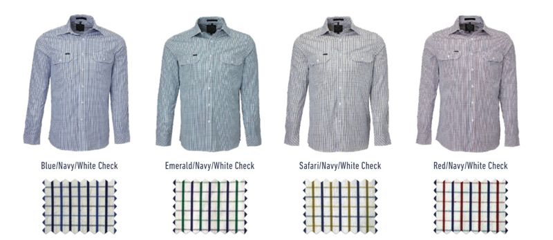 Mens Pilbara Checkered L/S shirt (PRE-ORDER )