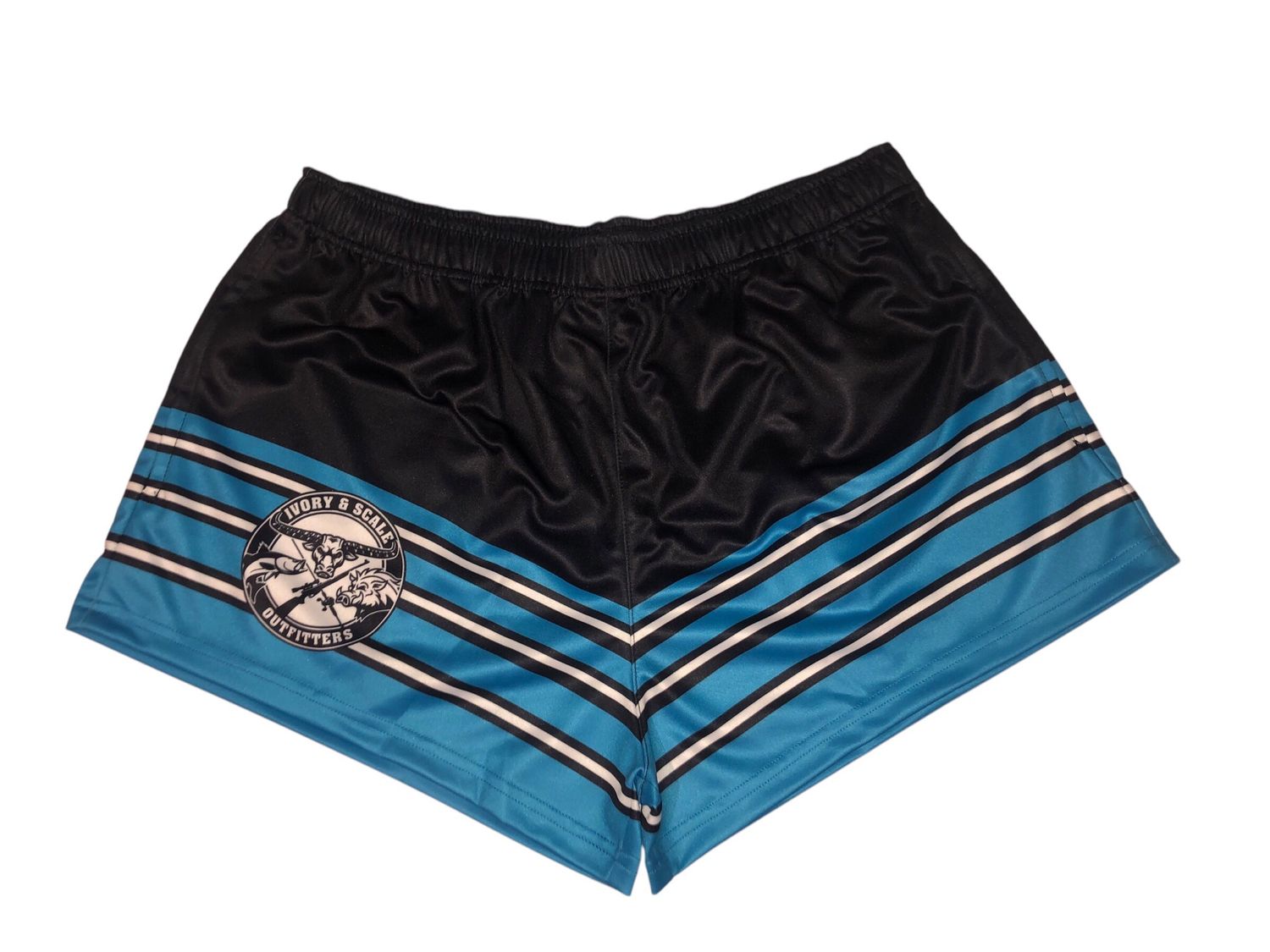 Footy Shorts - Multiple Stripe Design, Size: S, Colour: Blue