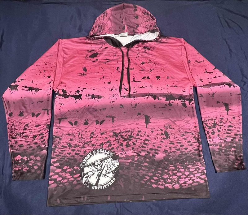Long Sleeve Fishing Tee with hood - Pink