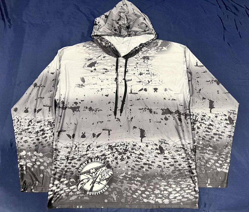 Long Sleeve Fishing Tee with hood - Grey