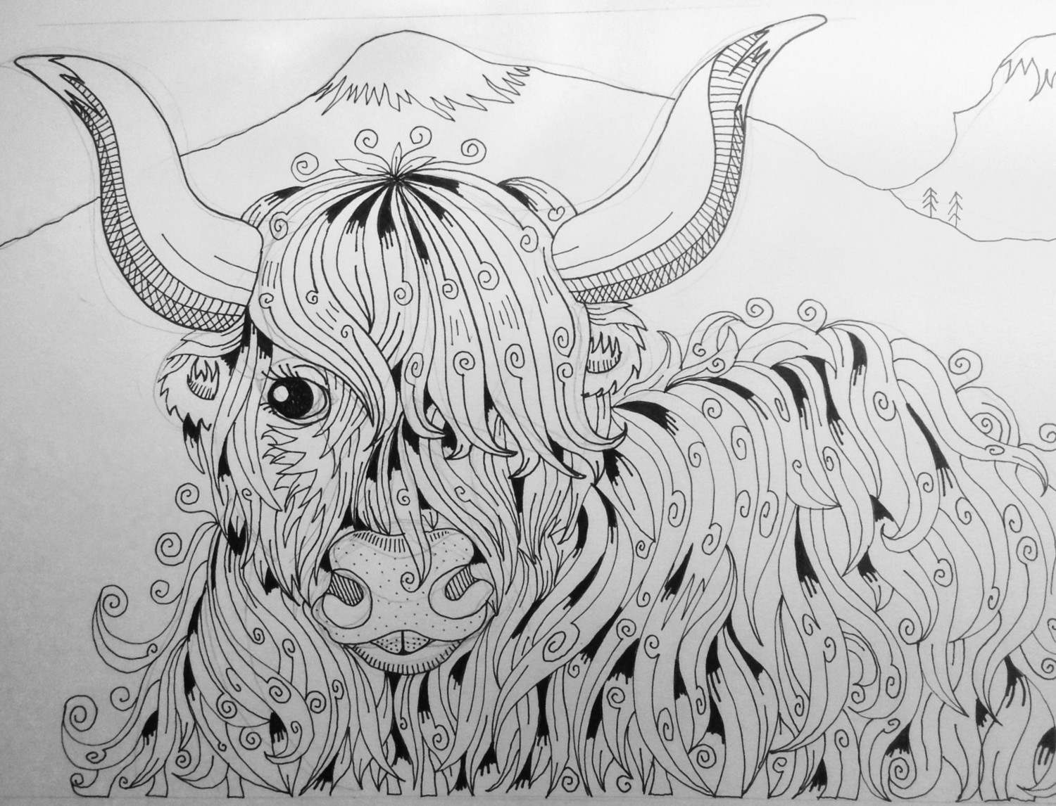 Large A3 Zen black and white design to colour printed on heavy weight paper
