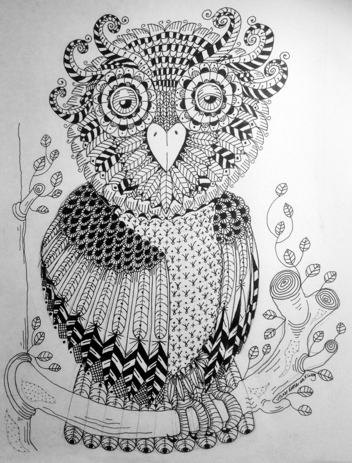 Large A3 Zen black and white design to colour printed on heavy weight paper