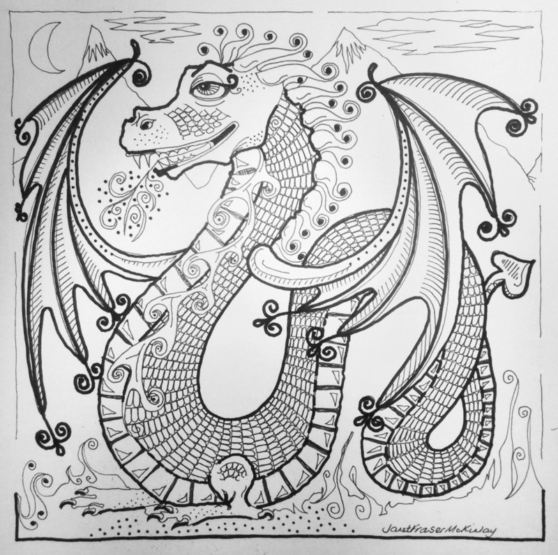 Large A3 Zen black and white design to colour printed on heavy weight paper