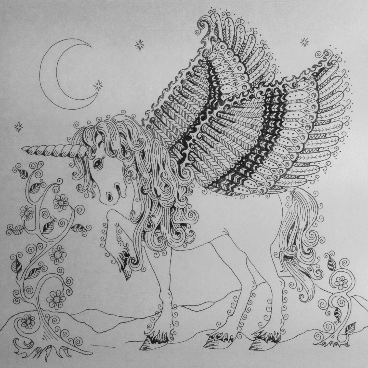 Large A3 Zen black and white design to colour printed on heavy weight paper
