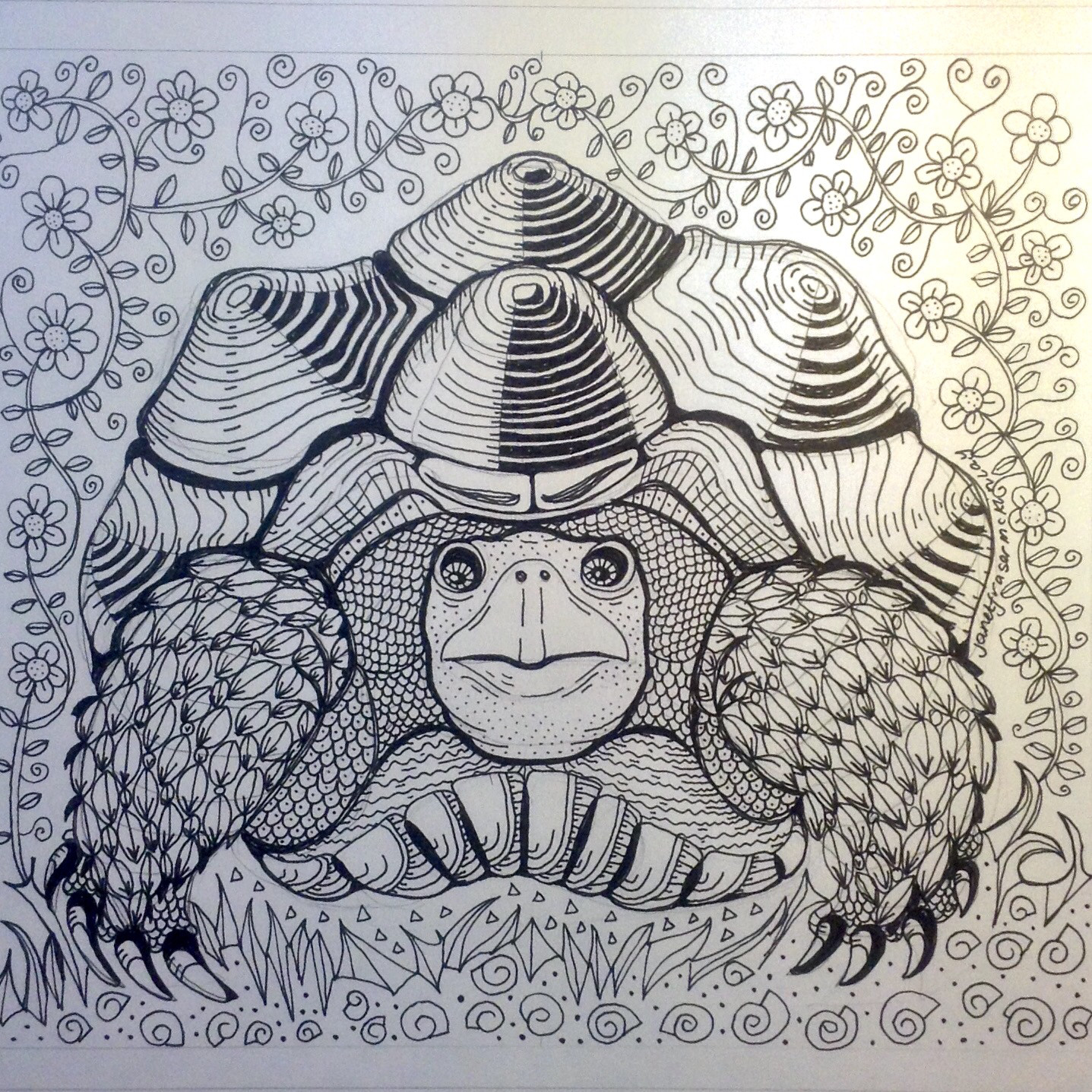 Large A3 Zen black and white design to colour, printed on heavy weight paper. Free Postage 😀