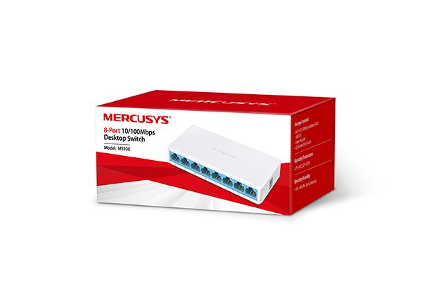 MERCUSYS MS108 SWITCH MINI DE ESCRITORIO 8 PUERTOS 10/100M PUERTO RJ45 PLASTICO