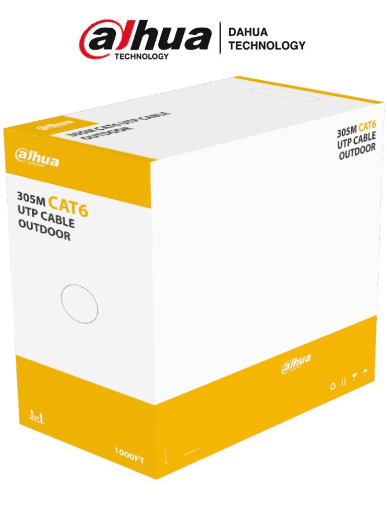 DAHUA DH-PFM920-6U CABLE UTP 99.99% COBRE CAL. 23 CERTIFICABLE CAT 6 PARA EXTERIOR COLOR NEGRO