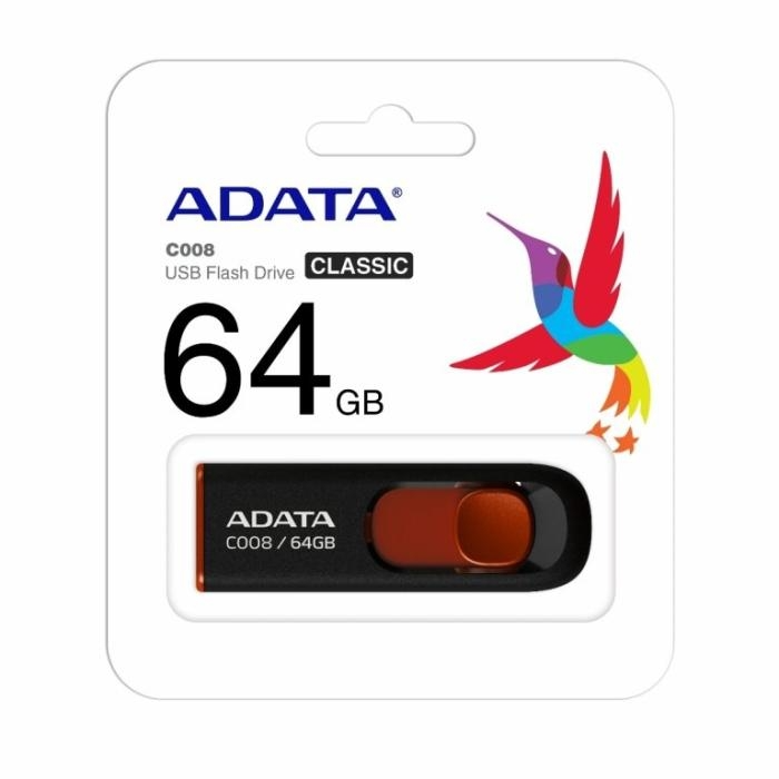ADATA AC008-64G-RKD USB 2.0 64GB NEGRO CON ROJO