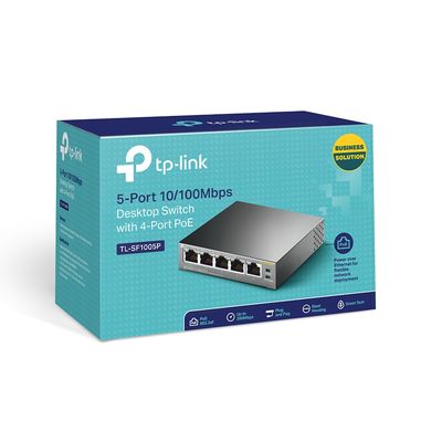 TP-LINK TL-SF1005P SWITCH DE SOBREMESA, 5 PUERTOS 10/100M ETHERNET, CON 4 POE, POTENCIA MÁXIMA 58W