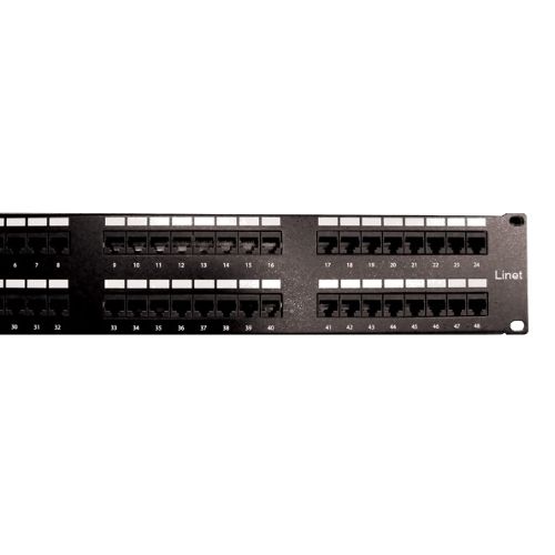 LINET PATCH PANEL CAT6 2U/ 48 PUERTOS/ DADOS INCLUIDOS/ NEGRO