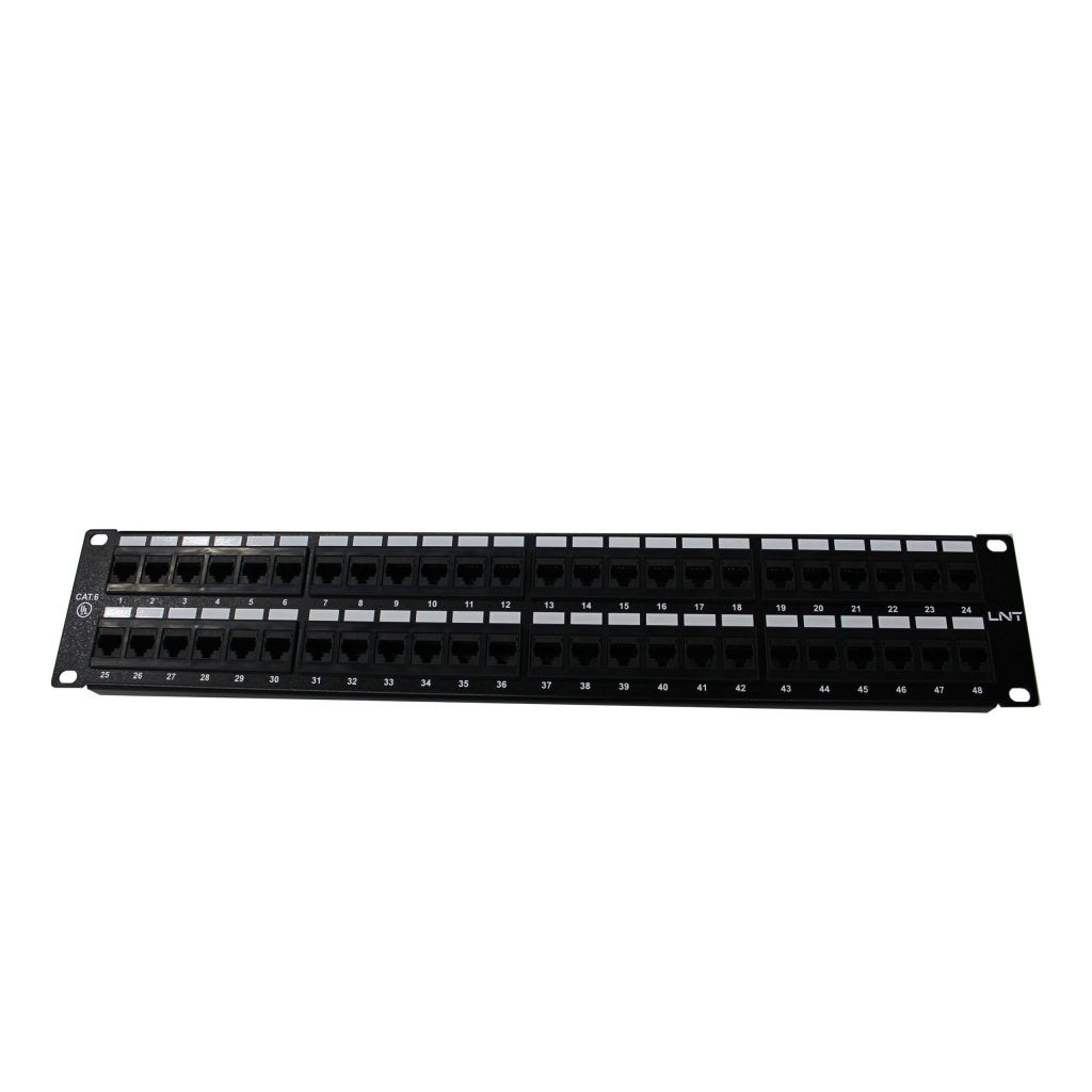 LINET PATCH PANEL CAT5E 2U/ 48 PUERTOS/ DADOS INCLUIDOS/ NEGRO