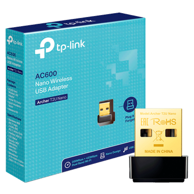 TP-LINK ARCHER T2U NANO ADAPTADOR INALAMBRICO AC600 USB DOBLE BANDA HASTA 600MBPS DISEÑO PEQUEÑO