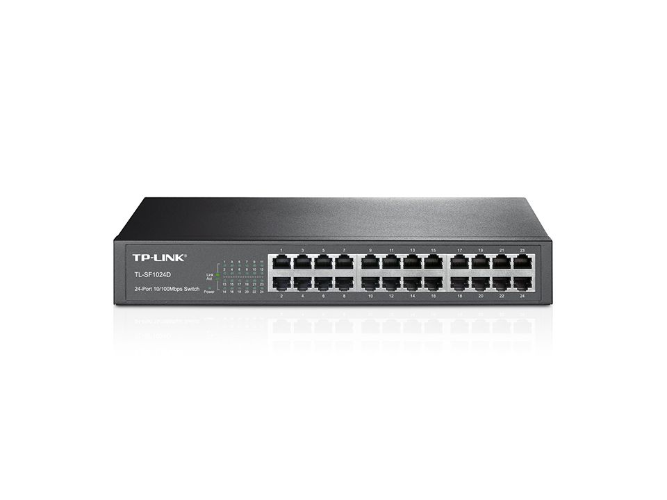 TP-LINK TL-SF1024D SWITCH DE 24 PUERTOS 10/100 1U 13&quot; TECNOLOGIA GREEN ALTO RENDIMIENTO PARA RACK