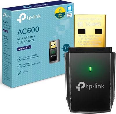 TP-LINK ARCHER T2U AC600 ADAPTADOR INALAMBRICO USB DOBLE BANDA HASTA 600MBPS DISEÑO ELEGANTE