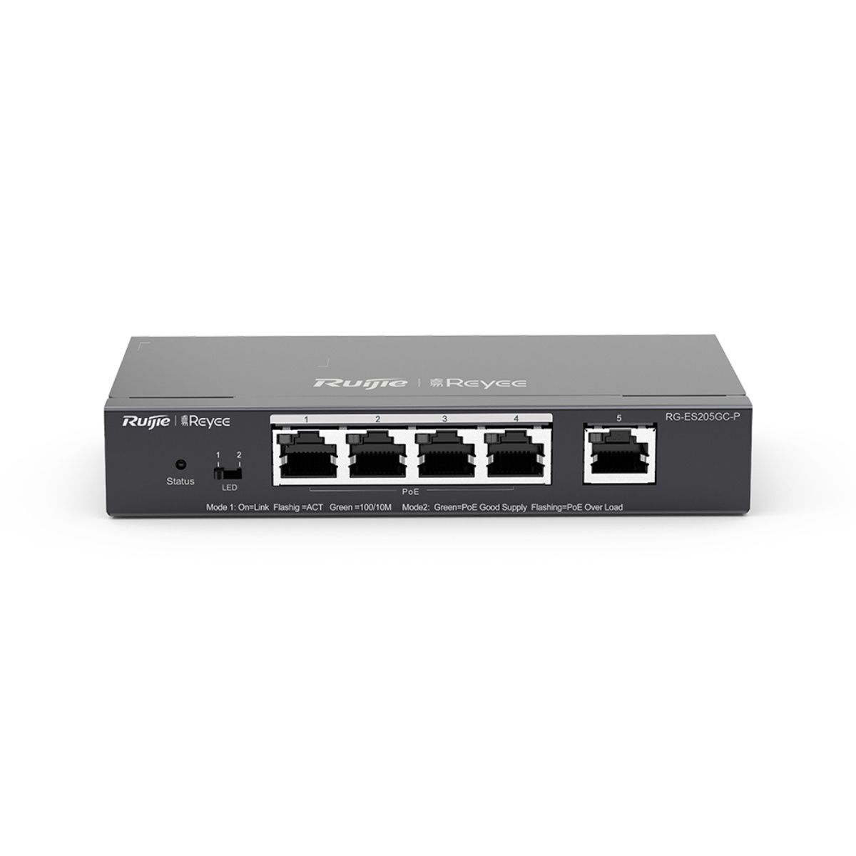 RUIJIE RG-ES205GC-P SWITCH SMART POE 5 PUERTOS GIGABIT RJ45, 4 PUERTOS POE/POE+, CAPACIDAD DE POE 5