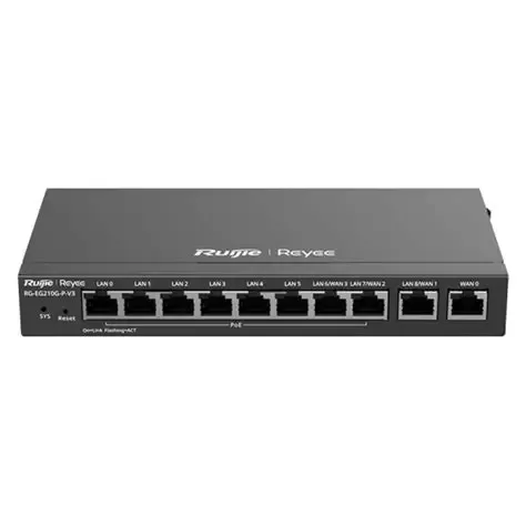 RUIJIE RG-EG210G-P-V3 ROUTER ADMINISTRABLE POE 10 PUERTOS 1000BASE-T 2 WAN (1 LAN)  8 LAN (2 WAN)