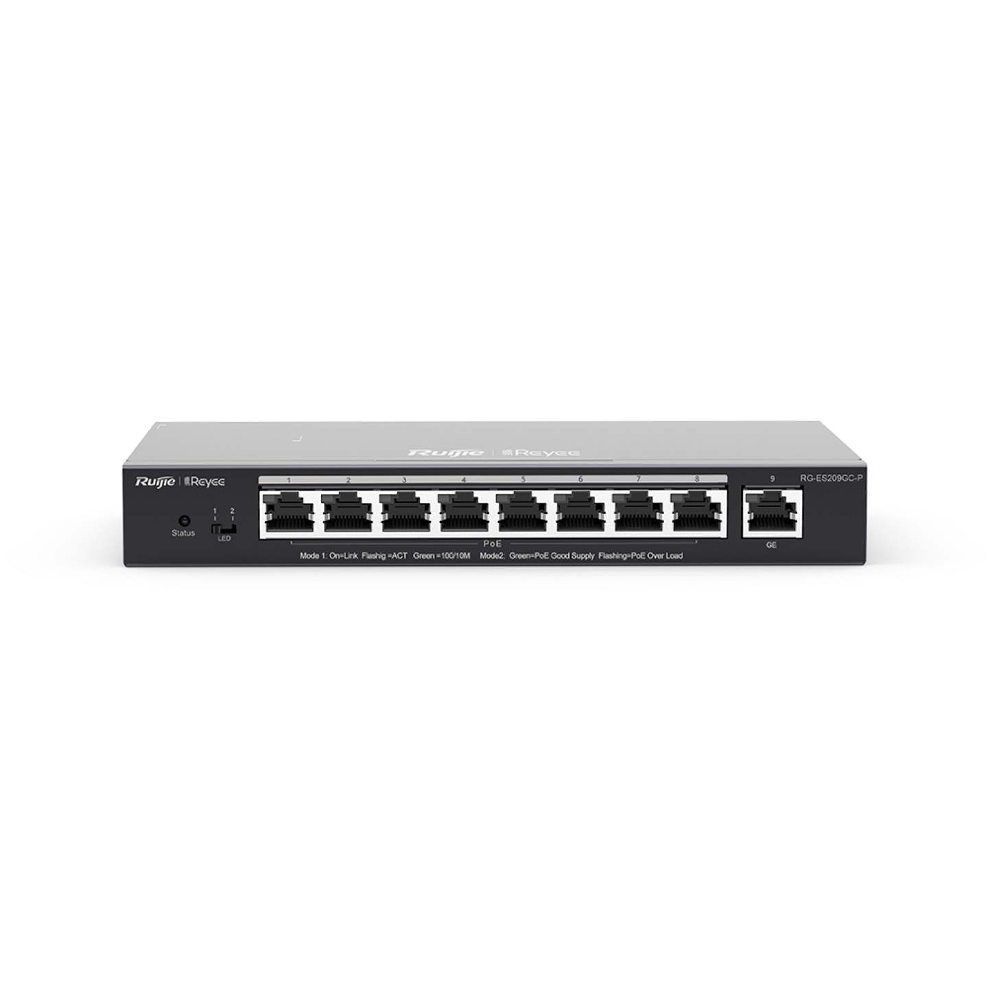 RUIJIE RG-ES209GC-P SWITCH ADMINISTRABLE DE 9 PUERTOS GIGABIT 8 PUERTOS POE/POE+ TOTAL POE 120W