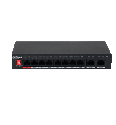 Switch Dahua DH-PFS3010-8ET-96 PoE 8 Puertos 10/100 + 2 Uplink Gigabit 96W