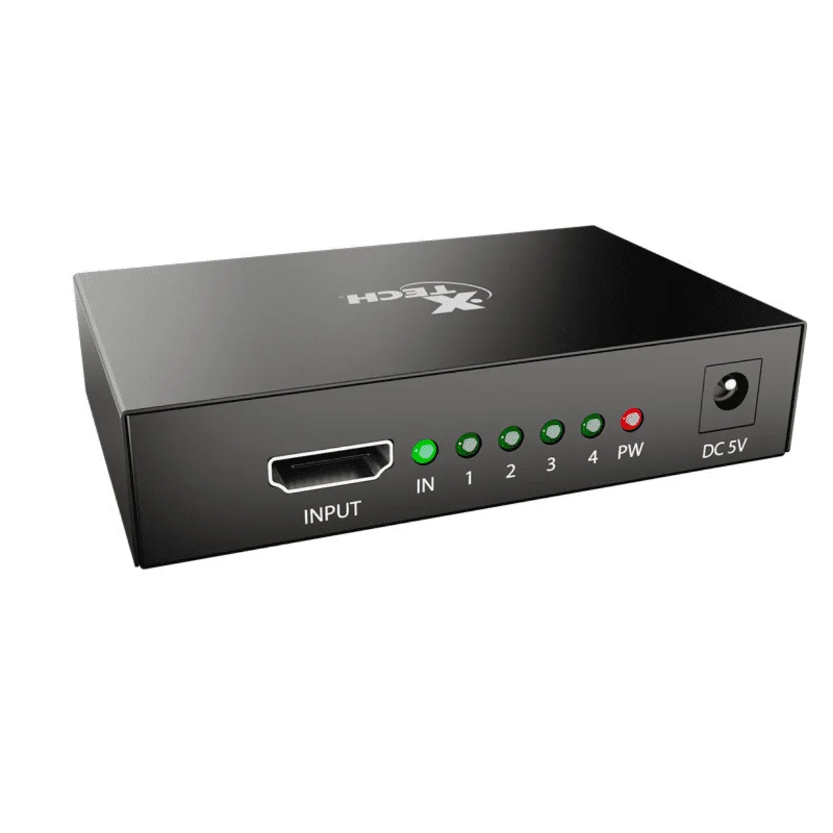 Multiplicador HDMI® Xtech de 4 puertos con alimentación de corriente
