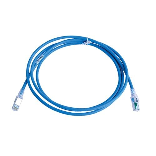 SIEMON PATCH CORD SKINNY S/FTP CAT 6A BLINDADO AZUL 7 PIES 28AWG