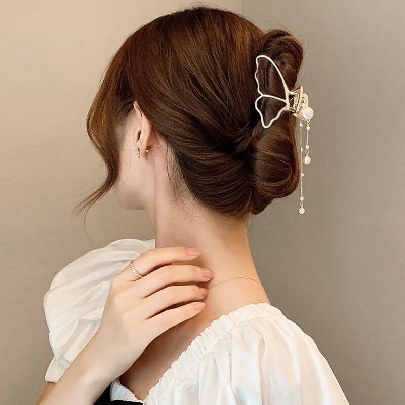 Pince à cheveux papillon chaîne