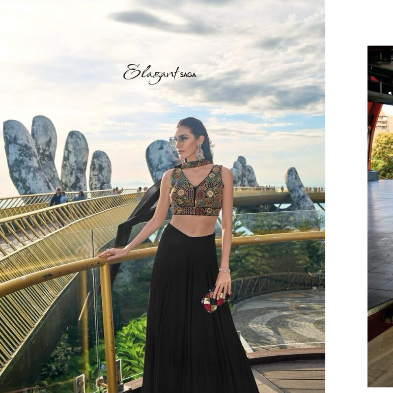 Western Style Crop Top, Pants &amp; Dupatta