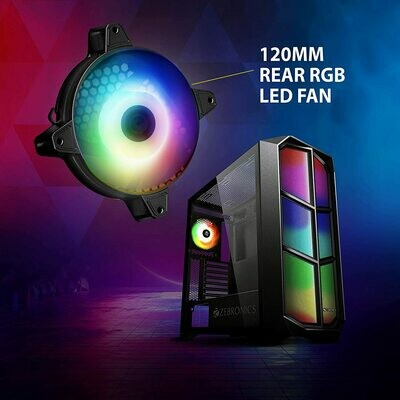 ZEBRONICS Zeb-Ironside (ZEB-872B) Premium Gaming Chassis with a Front Panel RGB Light, 15 LED Modes, 120MM Rear RGB LED Fan, Tempered Glass Side Panel ZEBRONICS Zeb-Ironside (ZEB-872B) Premium Gaming Chassis with a Front Panel RGB Light, 15 LED Modes, 120MM Rear RGB LED Fan, Tempered Glass Side Panel