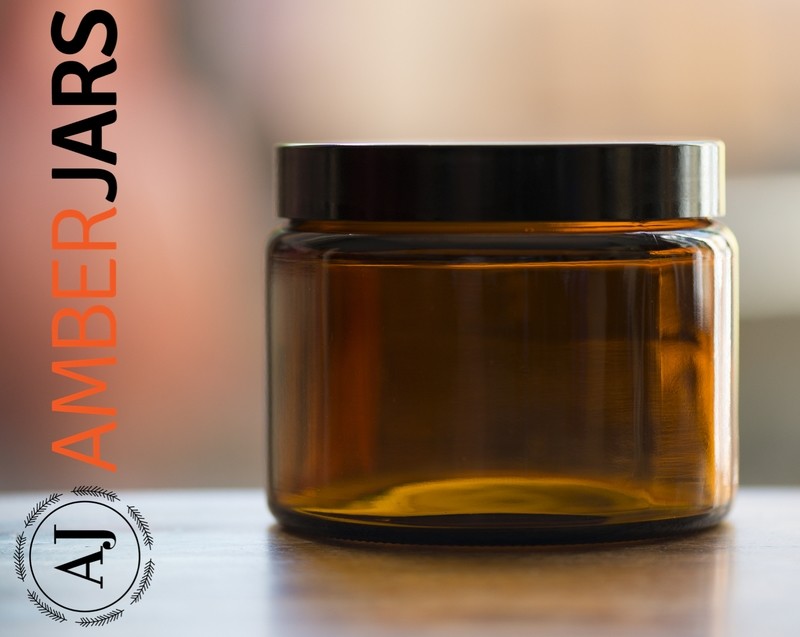 500ml Glass Amber Jars with Black or Silver Wadded Lid.