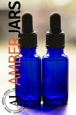 20ml Blue Glass Bottle Black Dropper - Pipette Aromatherapy tincture serum