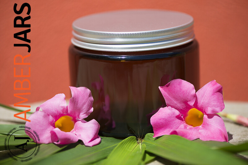 24 x 500ml Glass Amber Jars with Aluminium Wadded Lid.