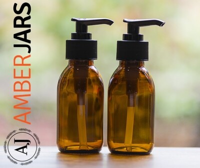 100ml Glass Amber Syrup Bottle with Lotion Pump